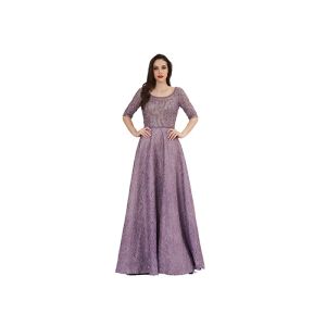 Buy cheap Purple Beading U Neck Muslim Evening Dress Floor Length Half Sleeve from wholesalers