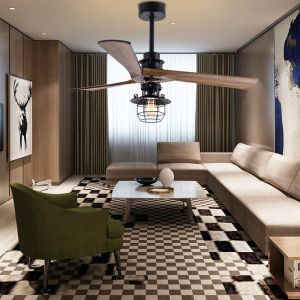 Remote Control 52 Inch DC Motor Decorative 3 Wooden Blades With Light