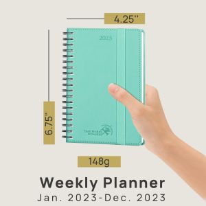Buy cheap Green Color Pocket Size Custom Agenda 2023 Weekly Planner Poprun Ivory Paper from wholesalers