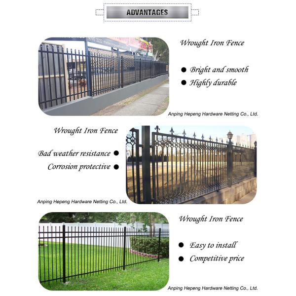 House Used Powder Coated Steel Wrought Iron Fence