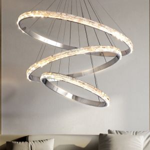 Buy cheap Silver Crystal Chandelier For Living Dining Room Luxury Ring Staircase pendant lighting for dining room(WH-CY-192) from wholesalers