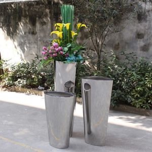 Buy cheap High and big mirror flower pots stainless steel silver planter from wholesalers