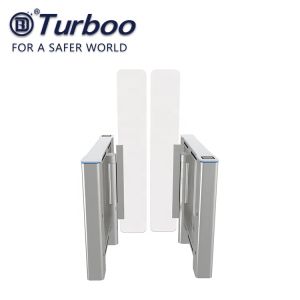 1.7m Height Glass Flap Office Security Barrier Gate With Marble / Glass Body