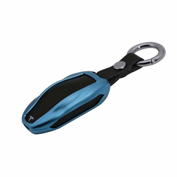 topfit Premium Aluminum Metal Car Key Case Shell Cover with Key Chain for Tesla