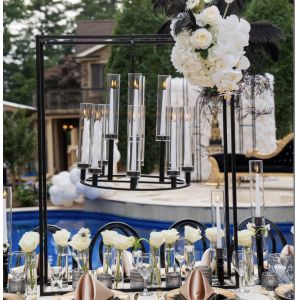 Buy cheap New black rectangle frame with hanging chandelier candle holder from wholesalers