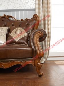 Buy cheap European Classic Solid Wooden Carving Frame with Italy Leather Upholstery Sofa Set from wholesalers