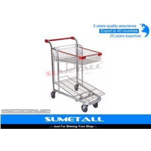 Buy cheap Strong Metal Supermarket Shopping Trolley Cargo Trolley With 2 Layer from wholesalers