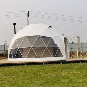 6m Desert Yellow PVC Fabric Glamping Tent Dome Geodesic Camping Tent