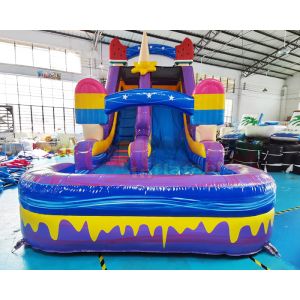 Buy cheap ROHS Ice Cream Bouncer Outdoor Inflatable Water Slides With Pool from wholesalers