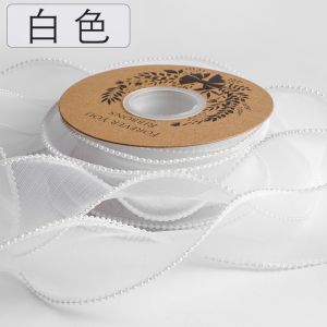 Buy cheap 40mm Pearl Edge Polyester Organza Ribbon for Luxury Gift Packing from wholesalers