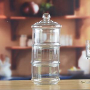 Buy cheap Stackable 3 Layers Tower Shaped Glass Storage Jars product