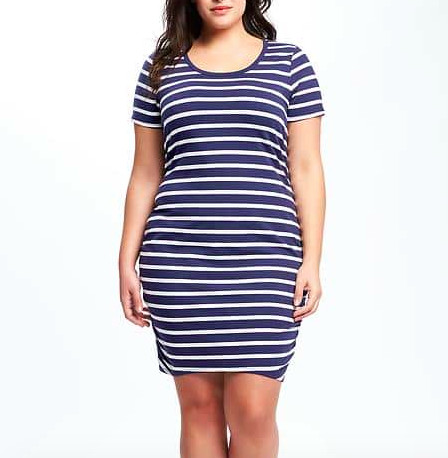 Quality 2019 Cotton Ladies Plus Size Dresses Blue And White Stripped Anti Static for sale