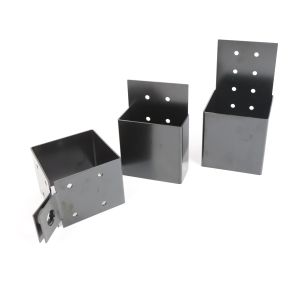4"x 4" Pergola Brackets Steel 3-Way Flat Angle Corner Bracket Heavy Duty Black