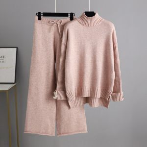 Buy cheap Women s Pullover with Pullover Closure and Hand Wash Care Instructions High necked knitted sweater and pants set from wholesalers