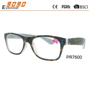 Buy cheap Fashionable unisxe reading glasses with spring hinge, made of plastic,rivet on the frame from wholesalers