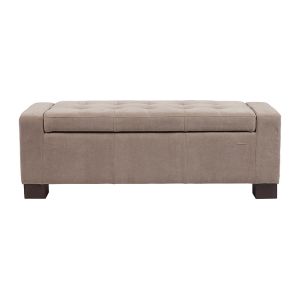 folding shoes storage ottoman box tufted bench with hydraulic hinge , solid wood