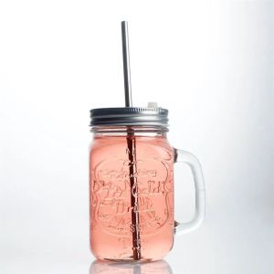 Buy cheap Wholesale cheap Hot selling colored drinking glass mason jar with handle from wholesalers