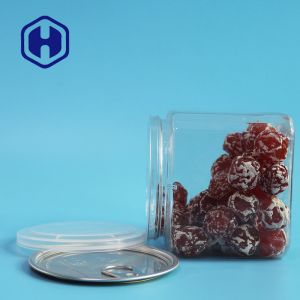 610ml Square Dry Fruits Grain PET Can With Aluminum Lid