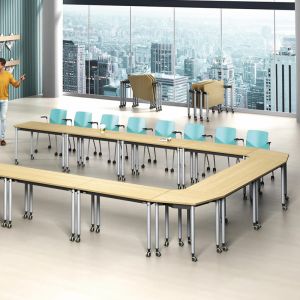 Foldable Training Room Desk Stackable Meeting Room Tables With Wheels