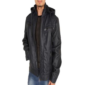 Buy cheap Men'S High Quality PU Coats Hooded Jacket Plush Fur Coat keep warm Windbreak from wholesalers
