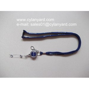 Buy cheap Id badge neckstrap with epoxy dome retractable pull reel, from wholesalers