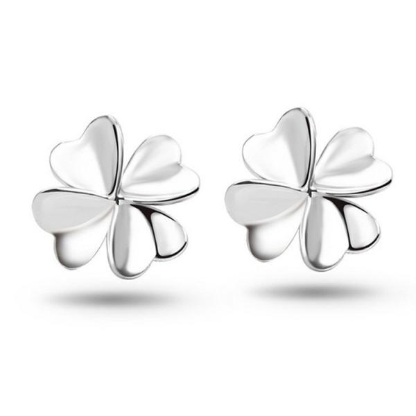 Buy cheap Fashion 925 Silver Plated Good Luck Four Feaf Clover Flower Stud Earrings (EESTUD08) from wholesalers