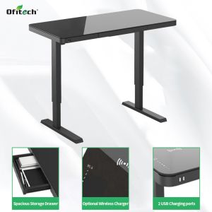 Buy cheap Wupro Adjustable Electric Dual Lifting Desk Black Glass Study Table 100 V/Hz 2 Stage from wholesalers