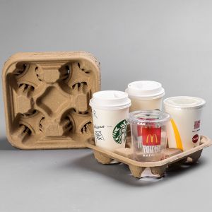 Buy cheap Customized Moulded Pulp Tray Coffee Pulp Cup Tray Biodegradable from wholesalers
