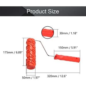 7" DIY Patterned Paint Roller Rubber Texture With Plastic Handle