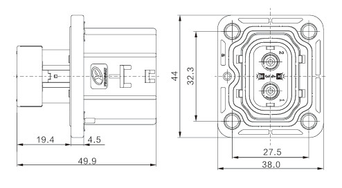 Neopower 2 Pin Hybrid Automotive Connector 24A 800V with HVIL and 360° Shielding