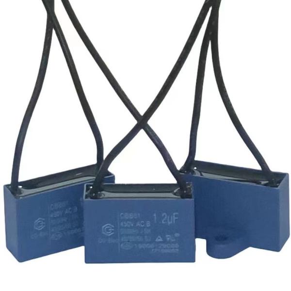 Buy cheap 1.2mfd Ceiling Fan Capacitor CBB61 450V Blue S3 2Un .5s 40 / 85 / 56 from wholesalers