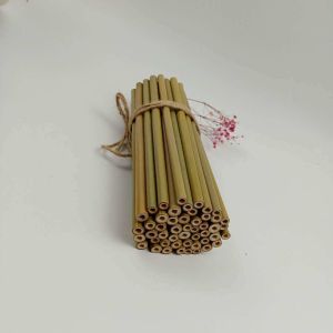 Custom Natural Biodegradable Bamboo Straws 20cm Reusable Straight Straws With