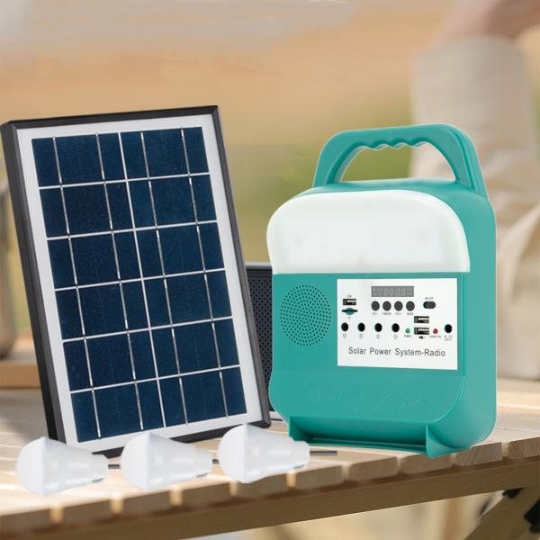 Outdoor Portable Solar Home Light System Kit Mini Power Led Charging Monocrystal