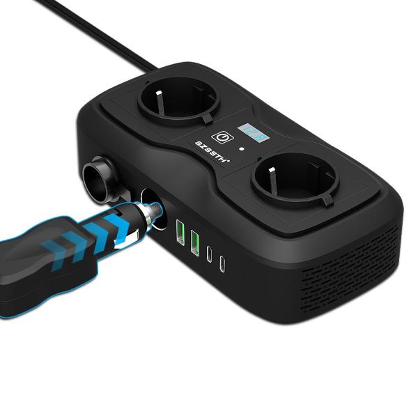 Buy cheap Car Power Inverter 200W, 12V to 220V/240V AC Converter, Dual AC Outlets and Dual USB Ports for Car Charging from wholesalers