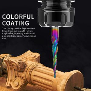 Buy cheap New Model Multicolor Coating 2 Flutes Taper Ball Nose DLC HRC55 Solid Carbide End Mills for Wood Carving Tooling Cutter Used from wholesalers