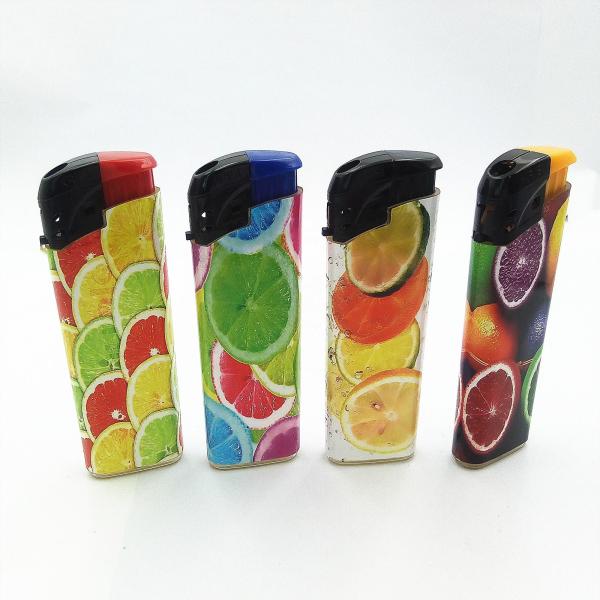 Quality Customizable Colorful EUR Standard Plastic Electric Lighter with Custom Pattern-Fruits for sale