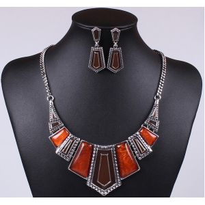 Buy cheap Hot new imitation stone resin plus drip Necklace with earrings from wholesalers