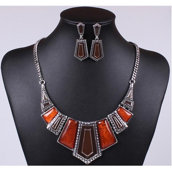 Quality Hot new imitation stone resin plus drip Necklace with earrings for sale