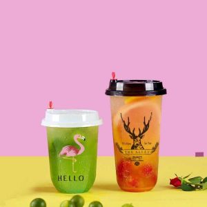 Buy cheap PET U Shape Bubble Tea Disposable Plastic Cups 500ml 700ml from wholesalers