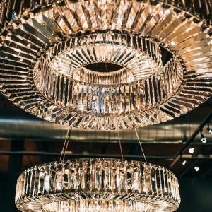 Herodes Pendant Gleaming Crystal Chandelier in Brass for Indoor Spaces