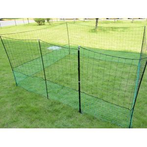 24 M Chicken Net Fence Kit With Gate Double Pointed Posts in Green with