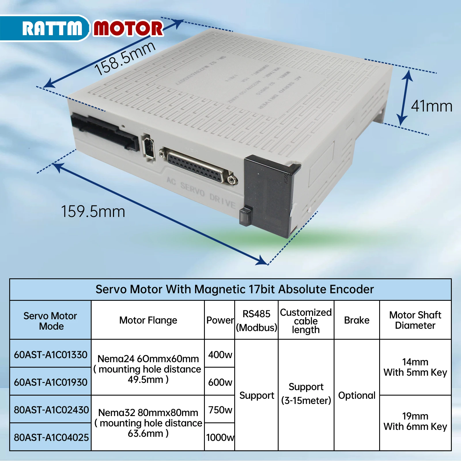 600W AC Servo Kit 1.91 N.M 3000RPM CNC Controller Kit IP65