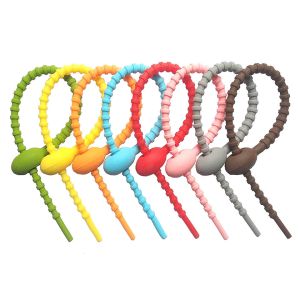 Custom Length Reusable Long Silicone Rubber Food Bag Twist Zip Tie Organizer