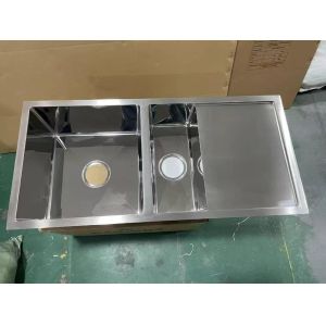 Double Bowl Workstation Polish Handmade Kitchen Sink With Drainboard