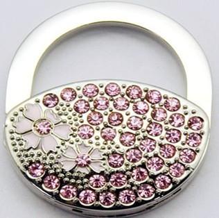 Quality Zinc alloy Portable bag hook with small crystal and acryl diamond for sale