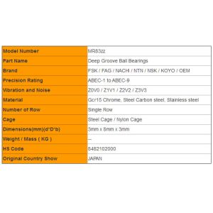 Buy cheap Tiny Deep Groove Ball Bearing MR83zz Micro Ball Bearings for Micro Motor from wholesalers