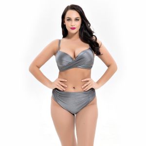 Buy cheap 2019 New Plus Size Two piece Swimsuit solid color Swimsuit Women Push up 1929 from wholesalers