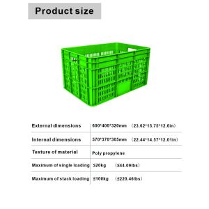 ISO9001 Certified 600x400x320mm Plastic Collapsible Crate for Moving and