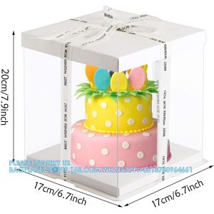 Buy cheap Cake Packaging Boxes Tall Cake Box With Lid and 148ft Ribbon Tall Cake Boxes for Tier Cakes for 4-inch Double Layer from wholesalers