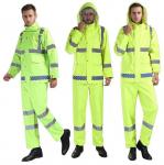 Buy cheap Fluorescent Green Outdoor Traffic Duty Flood Control Emergency Raincoat Rain Pants Suit from wholesalers